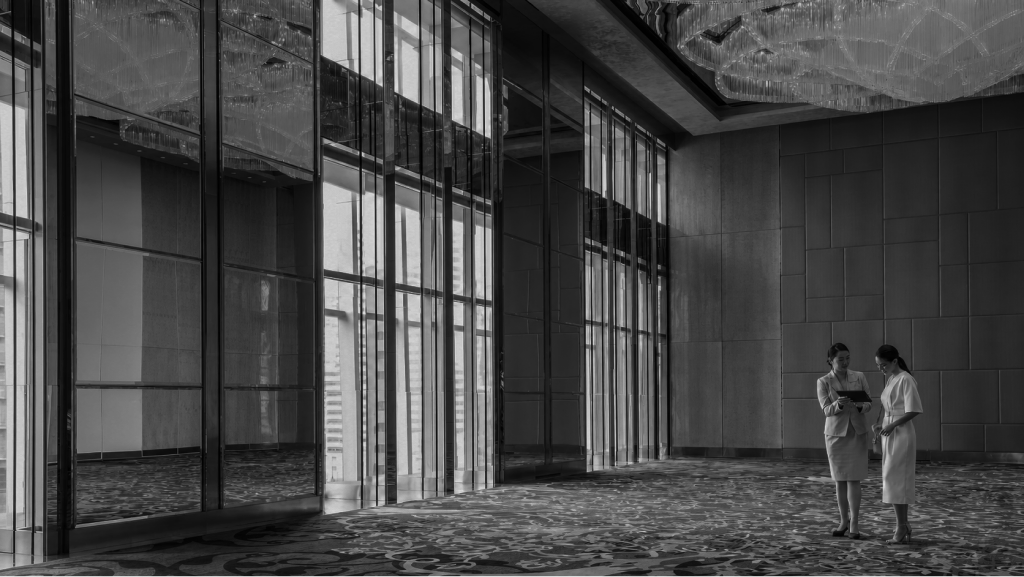 Empty hotel event space before styling